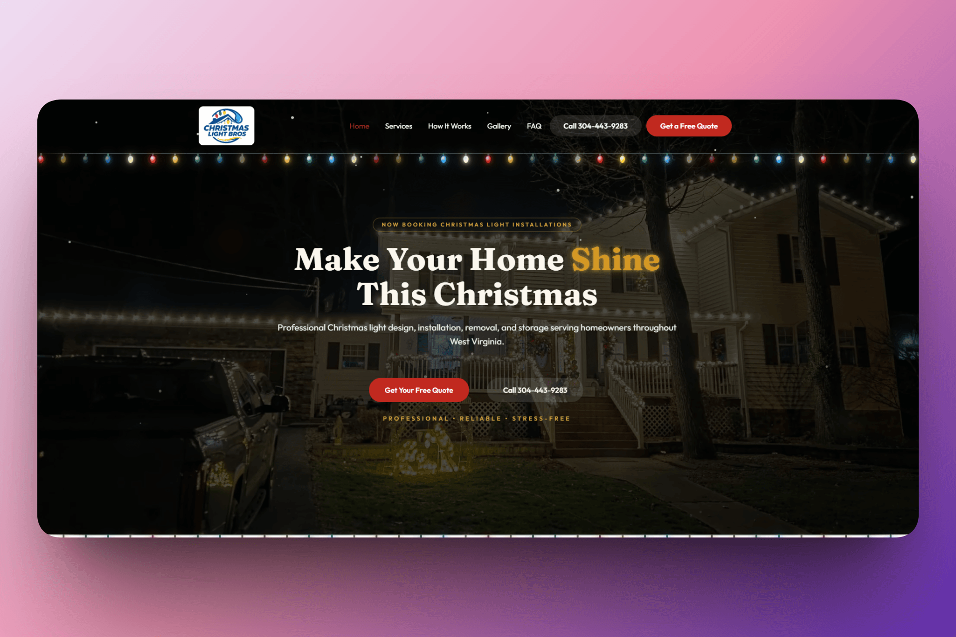 Christmas Light Bros website screenshot